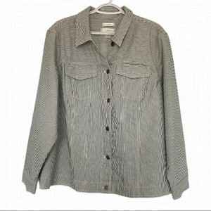 CJ Banks micro stripe button front jacket EUC 2X